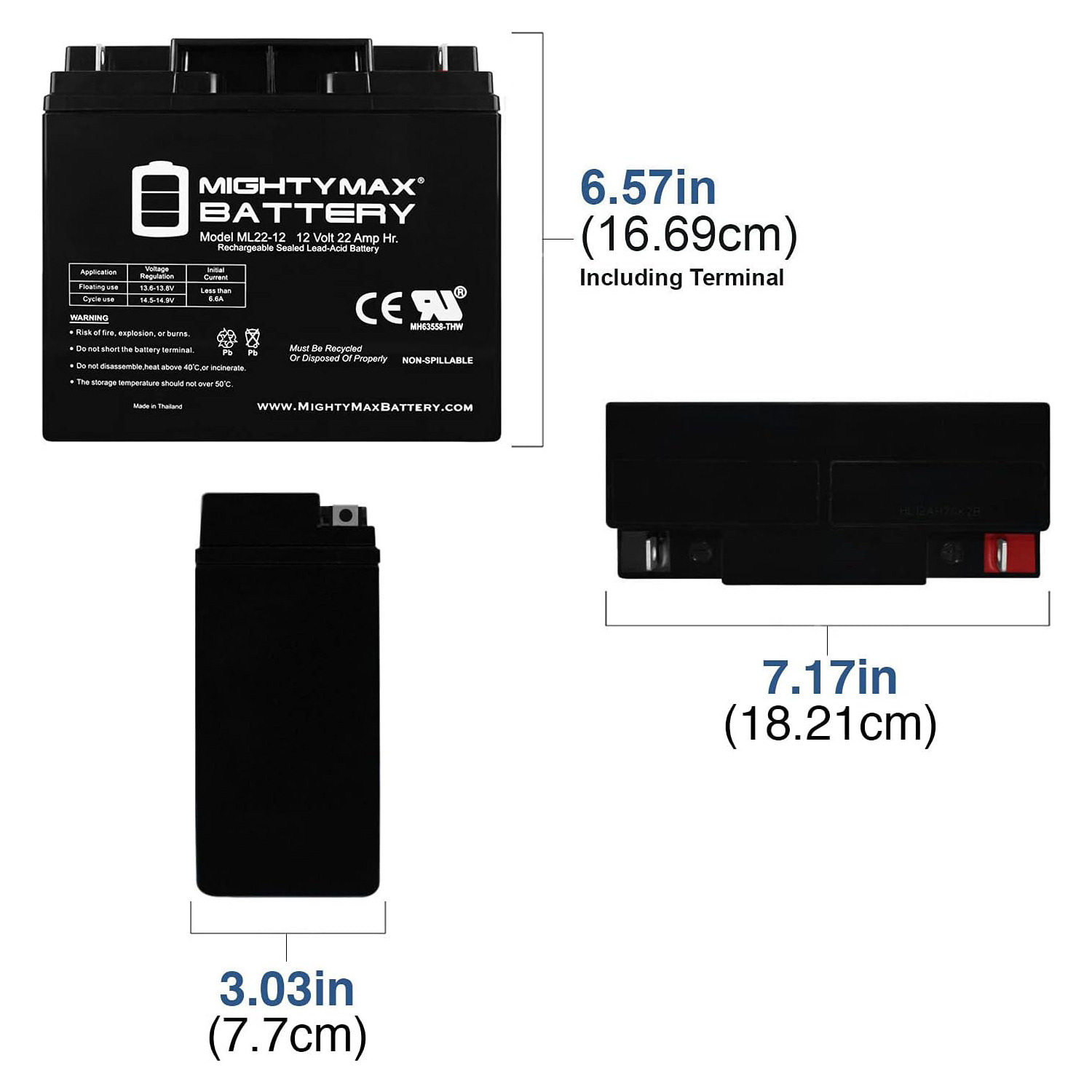 Mighty Max 12V 22AH SLA Battery Replaces Stanley Fatmax 450 Jump Starter - Picture 2 of 6