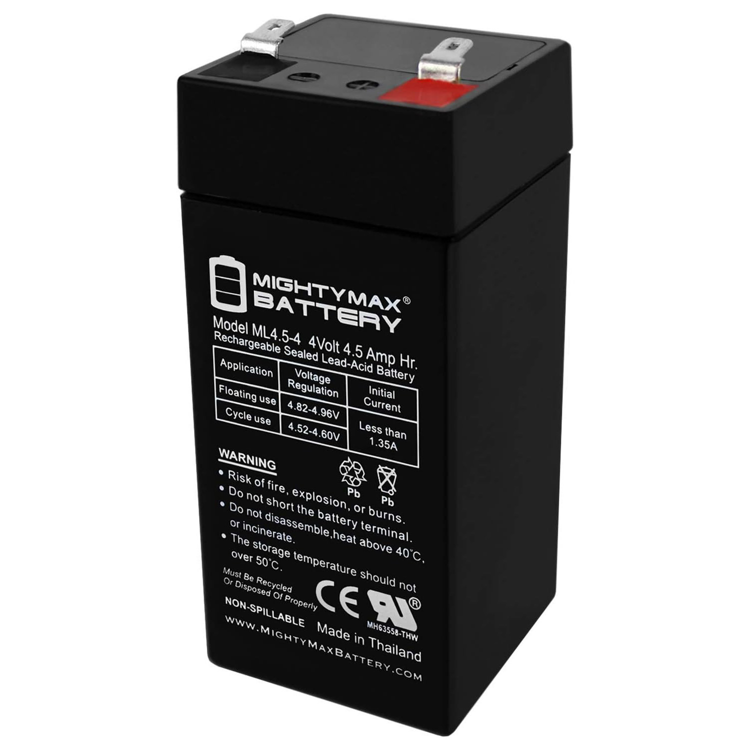 Mighty Max 4 Volt 4.5 Ah SLA Replacement Battery for Universal Power Group UB445 - Picture 1 of 6