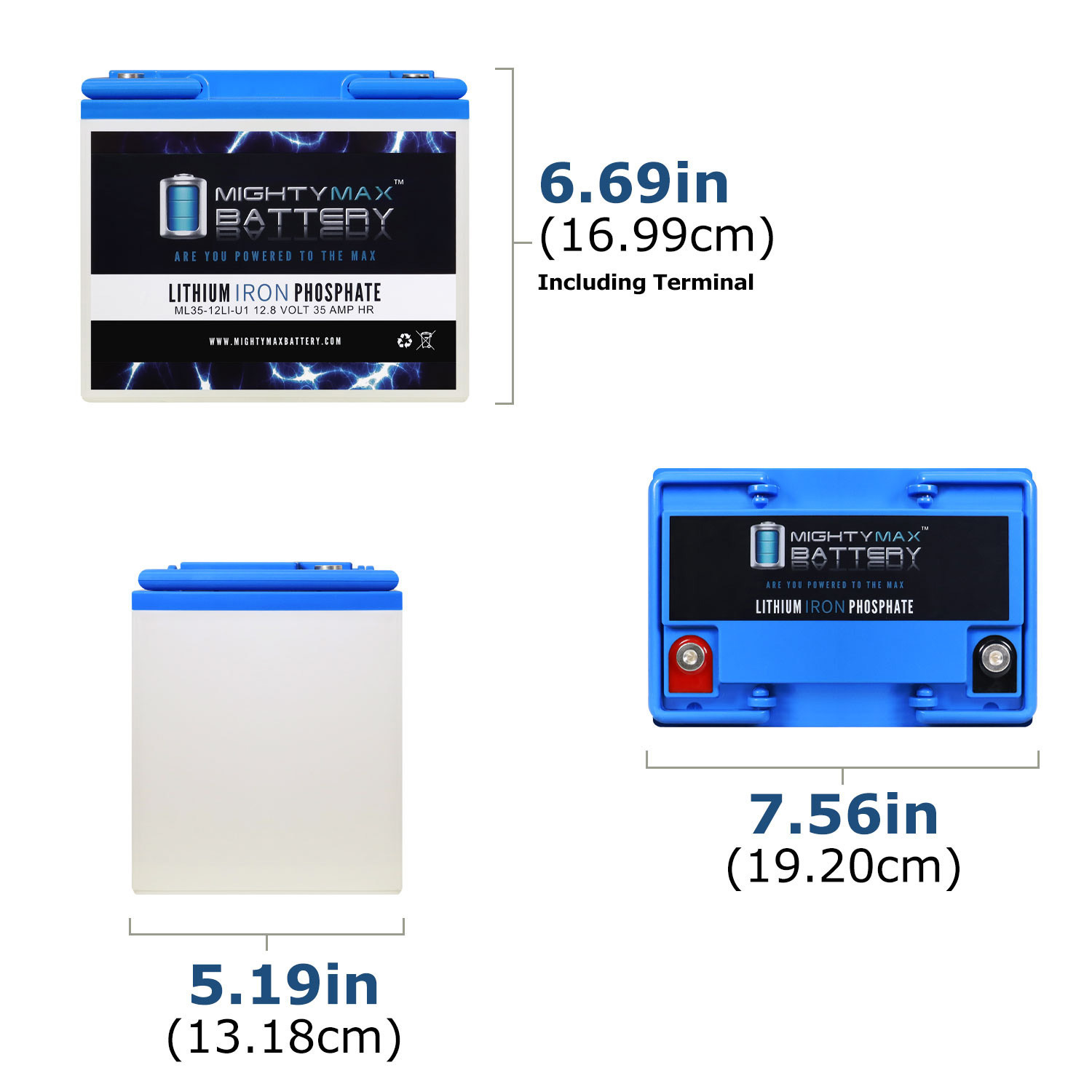 Mighty Max 12V 35AH U1 Lithium Replacement Battery for Fortress AGM1248T - Picture 2 of 6