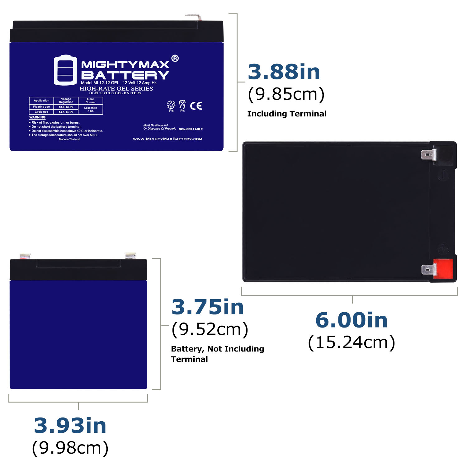 Mighty Max 12V 12AH GEL F2 Battery Compatible with APC SU1000NET SU1000RM UPS - Picture 2 of 6