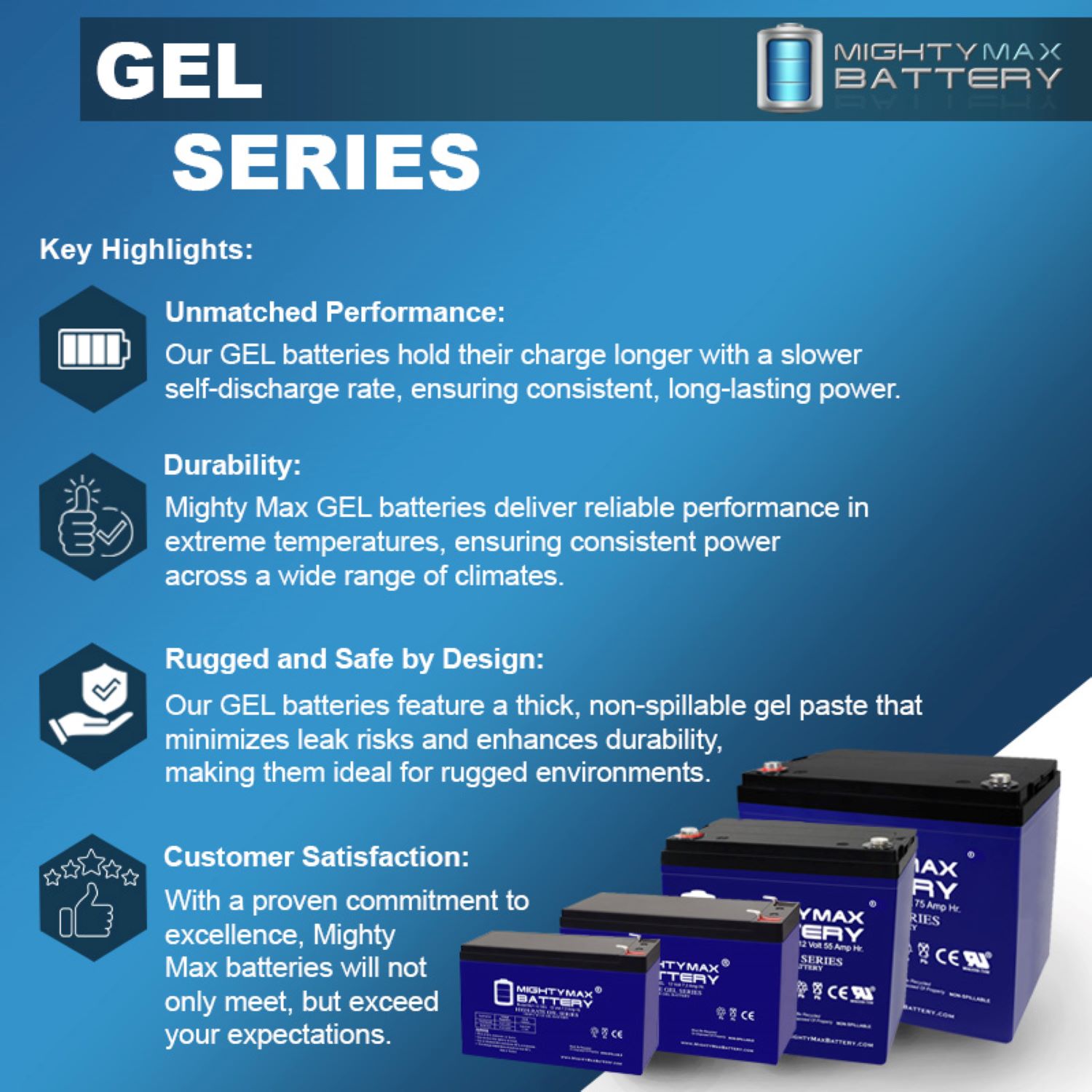 Mighty Max 12V 12AH GEL F2 Battery Compatible with APC SU1000NET SU1000RM UPS - Picture 3 of 6